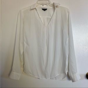 Zara White V Neck Blouse